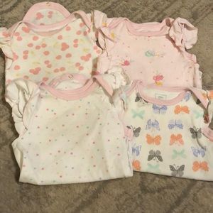 Set of 4 Rosie Pope cap sleeve Onsies